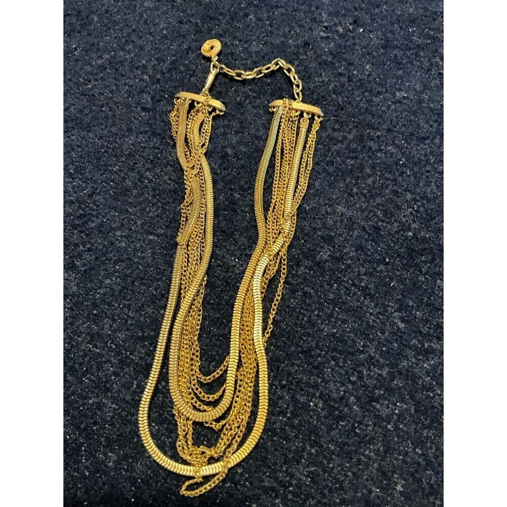 Vintage Lizner Gold Tone Multi Chain, Graduated Length Necklace